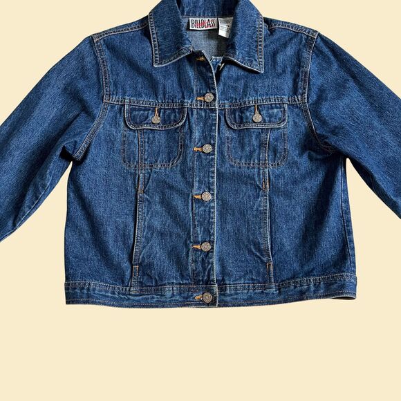Vintage 90s denim button-down jacket by Bill Blass Petites, size petite small - Picture 5 of 10
